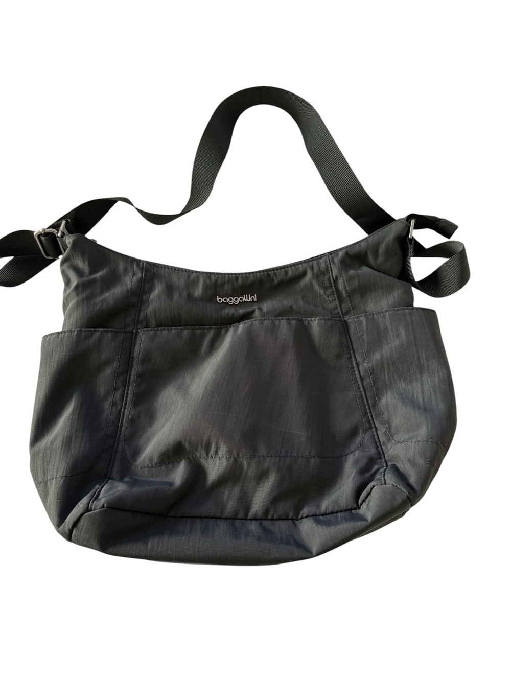 Baggallini Black Nylon Shoulder Bag Lightweight Multi Pocket Travel Purse